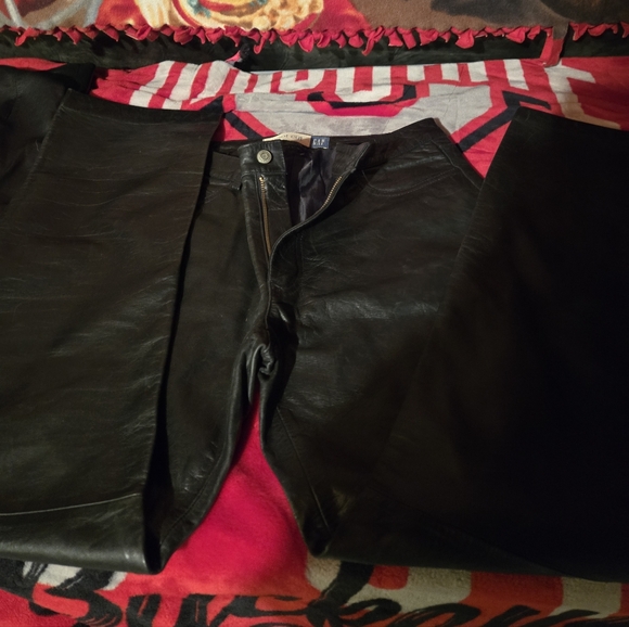 GAP Black Boot Cut Leather Pants - Picture 1 of 4